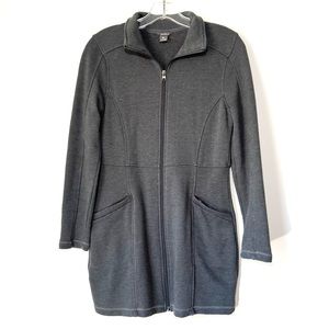 Eddie Bauer Long Zip Up Gray Jacket Coat